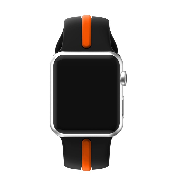 Dual Color Silicone Watch Band for Apple Watch Series 4 40mm / Series 3 2 1 38mm - Black + Orange-2