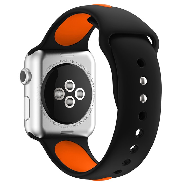 Dual Color Silicone Watch Band for Apple Watch Series 4 40mm / Series 3 2 1 38mm - Black + Orange-3