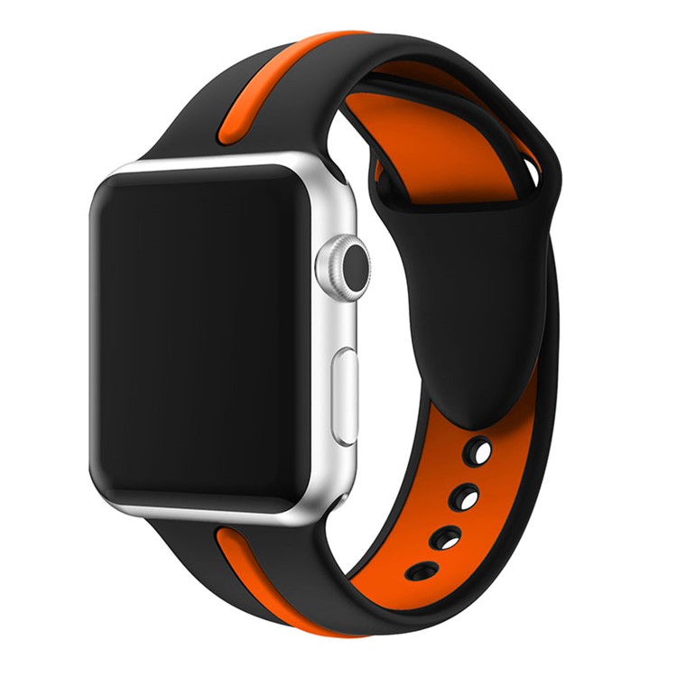 Dual Color Silicone Watch Band for Apple Watch Series 4 40mm / Series 3 2 1 38mm - Black + Orange-4