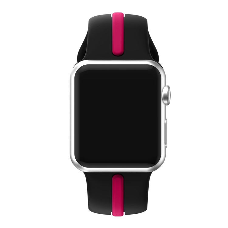 Bi-color Silicone Watch Band for Apple Watch Series 4 40mm / Series 3 2 1 38mm - Black + Rose-2