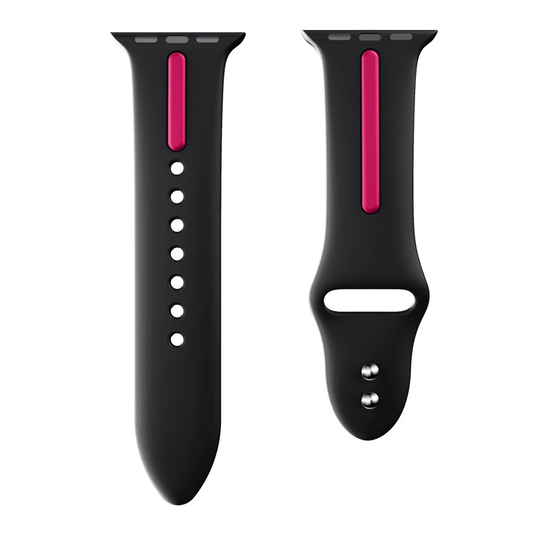 Bi-color Silicone Watch Band for Apple Watch Series 4 40mm / Series 3 2 1 38mm - Black + Rose-4