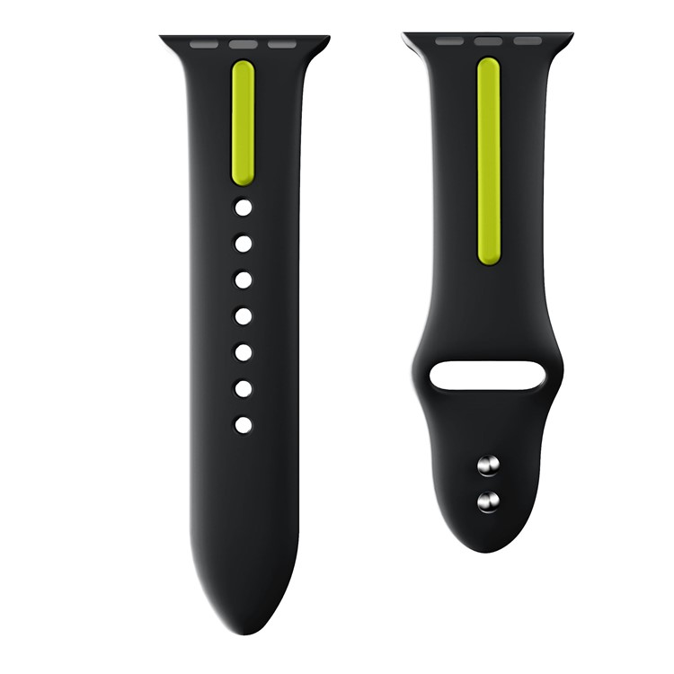 Dual Color Silicone Watch Strap Replacement for Apple Watch Series 4 40mm / Series 3 2 1 38mm - Black + Green-4