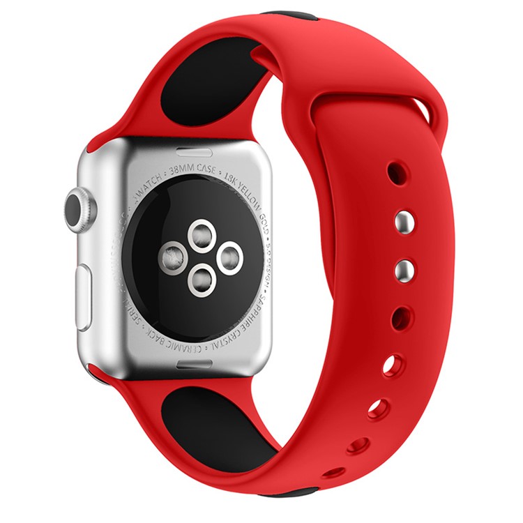 Dual Color Silicone Watch Band Replacement for Apple Watch Series 4 40mm / Series 3 2 1 38mm - Red + Black-3