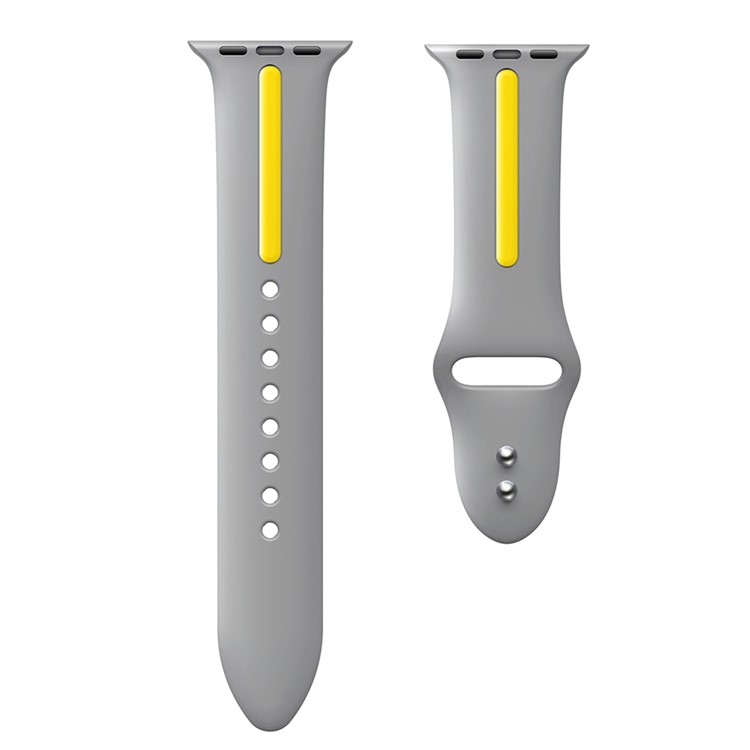 Dual Color Silicone Flexible Watch Strap for Apple Watch Series 4 40mm / Series 3 2 1 38mm - Grey + Yellow-1