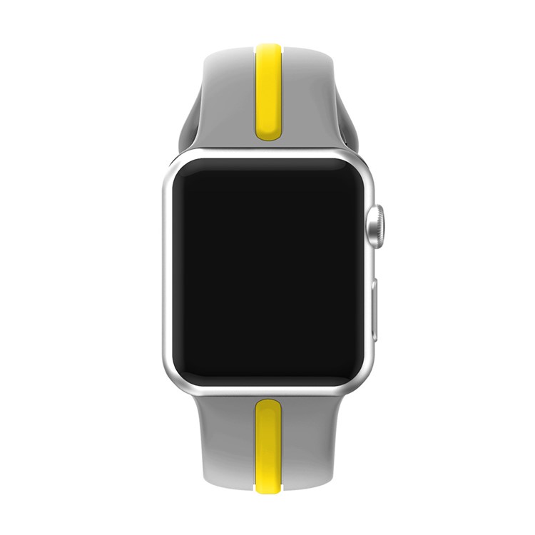 Dual Color Silicone Flexible Watch Strap for Apple Watch Series 4 40mm / Series 3 2 1 38mm - Grey + Yellow-2