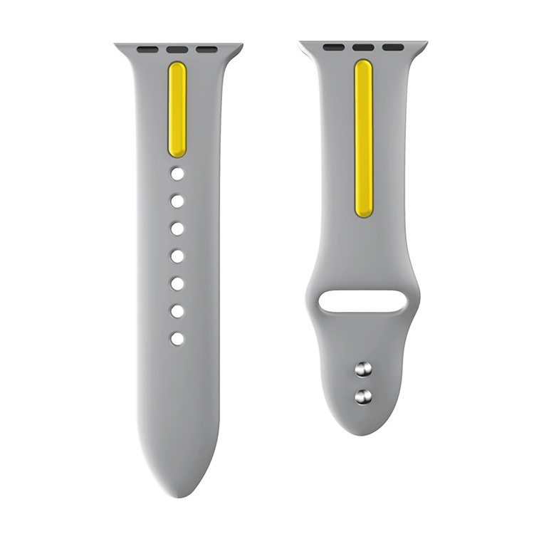 Dual Color Silicone Flexible Watch Strap for Apple Watch Series 4 40mm / Series 3 2 1 38mm - Grey + Yellow-4