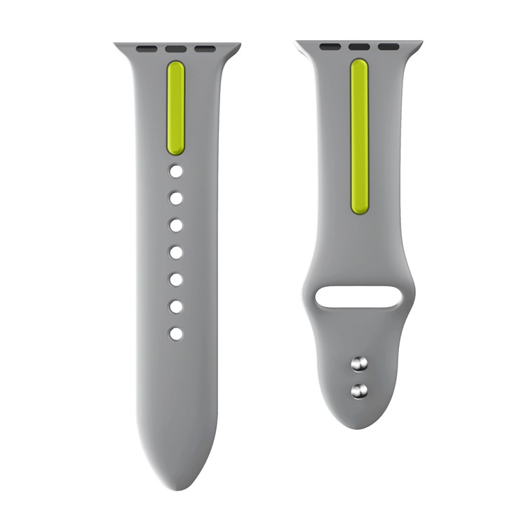 Dual Color Silicone Flexible Watch Band for Apple Watch Series 4 40mm / Series 3 2 1 38mm - Grey + Green-4
