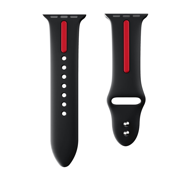Dual Color Silicone Wrist Watch Band for Apple Watch Series 4 40mm / Series 3 2 1 38mm - Black + Red-4