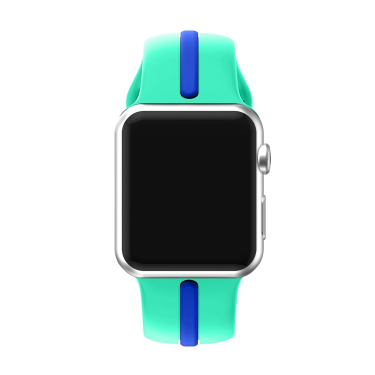 BI-Farbe Silikon Flexible Uhrenarmband für Apple Watch Serie 3 Serie 2 Serie 1 38mm - Cyan + Blau-2