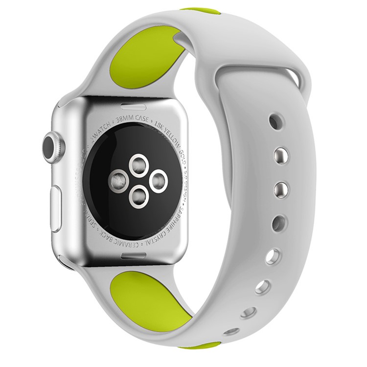 Two-tone Silicone Wrist Watch Strap for Apple Watch Series 3 Series 2 Series 1 42mm - Grey + Green-2
