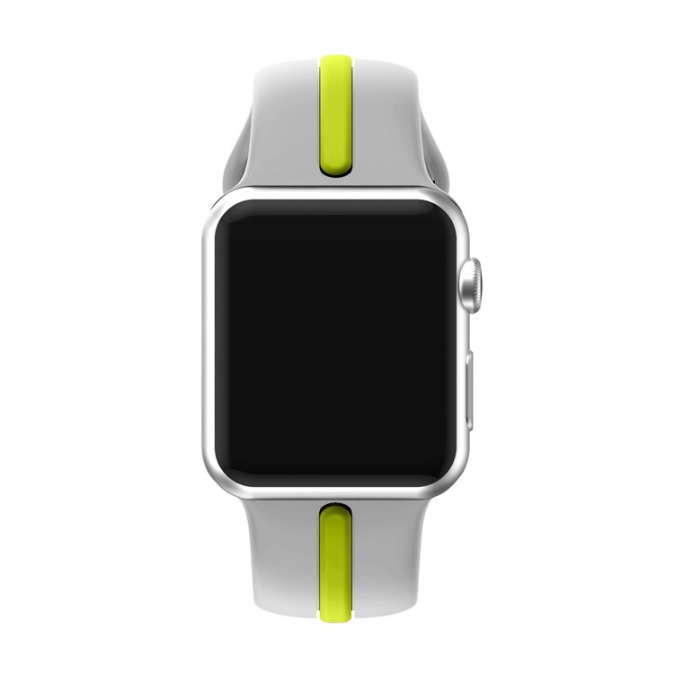 Two-tone Silicone Wrist Watch Strap for Apple Watch Series 3 Series 2 Series 1 42mm - Grey + Green-3