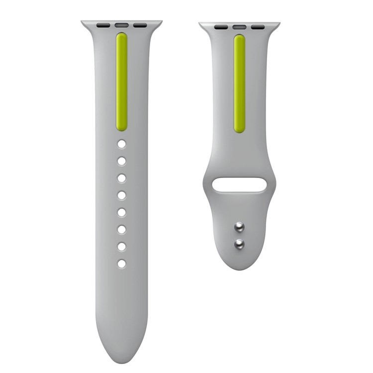 Two-tone Silicone Wrist Watch Strap for Apple Watch Series 3 Series 2 Series 1 42mm - Grey + Green-4