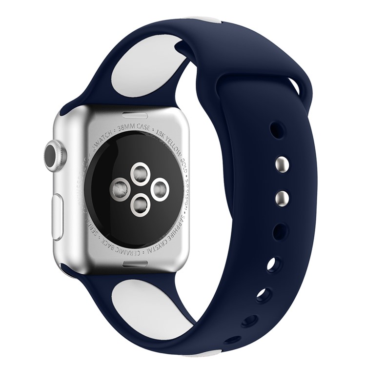 Two-tone Silicone Wrist Watch Band for Apple Watch Series 3 Series 2 Series 1 42mm - Blue + White-3