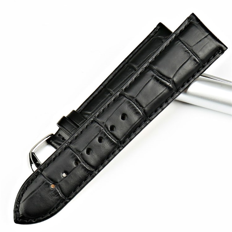 

Unisex Bamboo Joint Calfskin Leather Watch Band Replacement - Black / Width 24mm