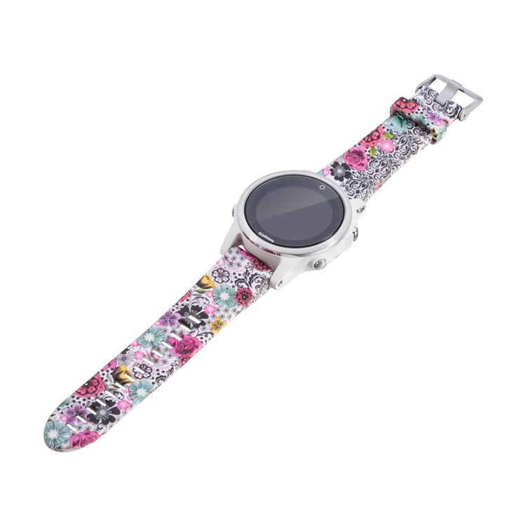 20mm Replacement Quick Fit Silicone Watch Band Strap for Garmin Fenix 5s - Colorful Flowers-3