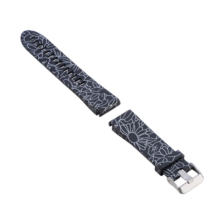 20mm Width Replacement Quick Fit Silicone Watch Band Strap Bracelet for Garmin Fenix 5s - Flower Pattern-2