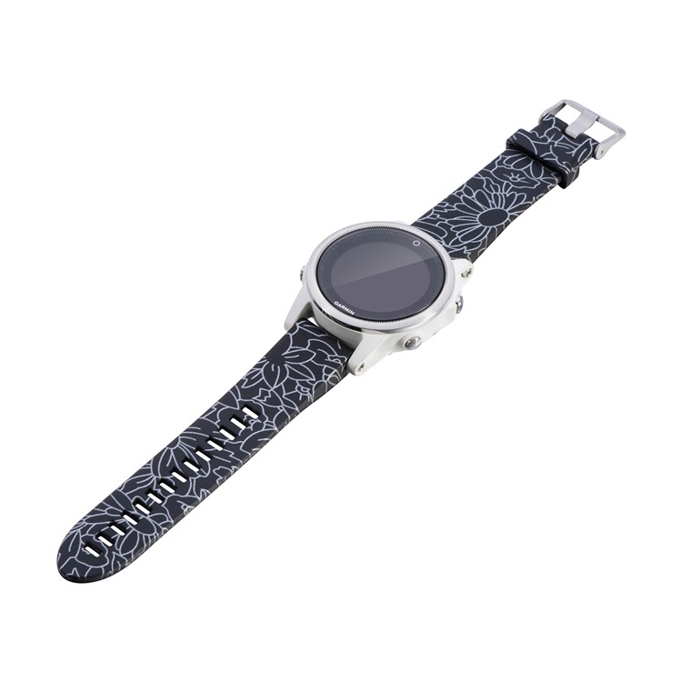 20mm Width Replacement Quick Fit Silicone Watch Band Strap Bracelet for Garmin Fenix 5s - Flower Pattern-3