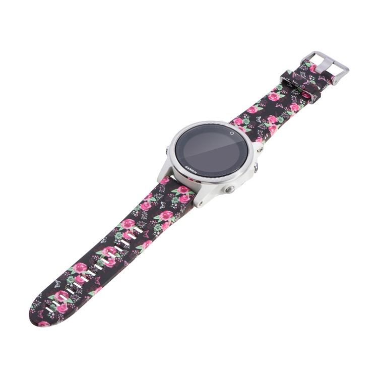 Replacement Quick Fit 20mm Silicone Watch Band Strap Bracelet for Garmin Fenix 5s - Vivid Flowers-3