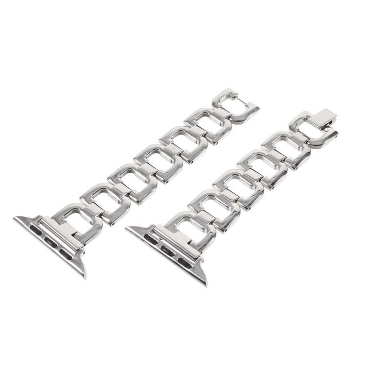 Letter D Link Chain Wrist Watch Band for Apple Watch Series 3 Series 2 Series 1 42mm - Silver-5