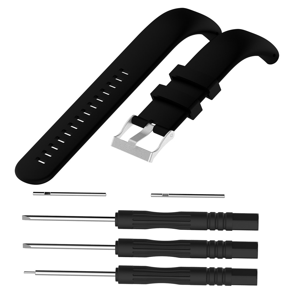 Correia de relógio de silicone flexível com barras de mola e parafusos para Suunto Core All Black - Black-3