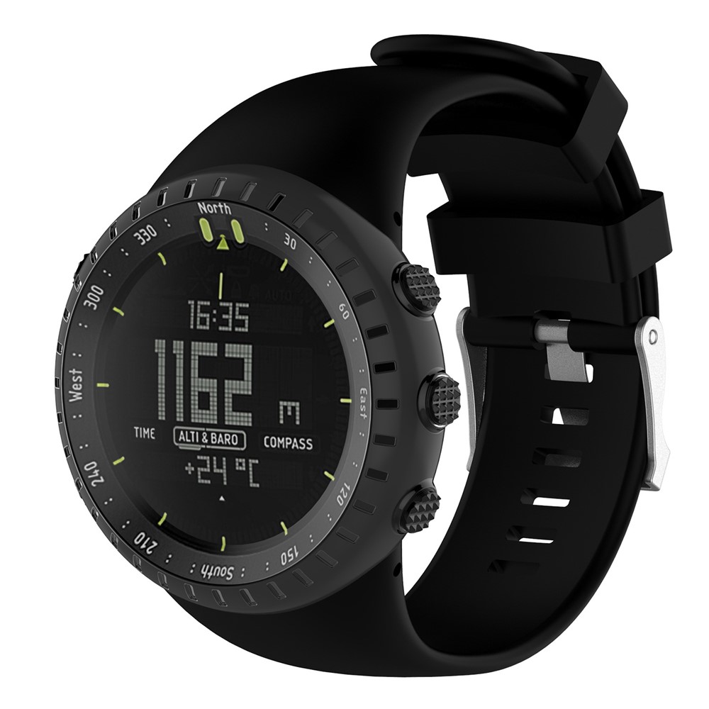 Correia de relógio de silicone flexível com barras de mola e parafusos para Suunto Core All Black - Black-4