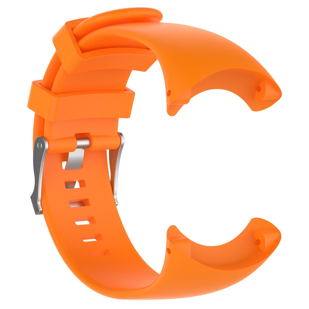 Flexible Silicone Watch Band with Installation Tools for Suunto Core All Black - Orange-2