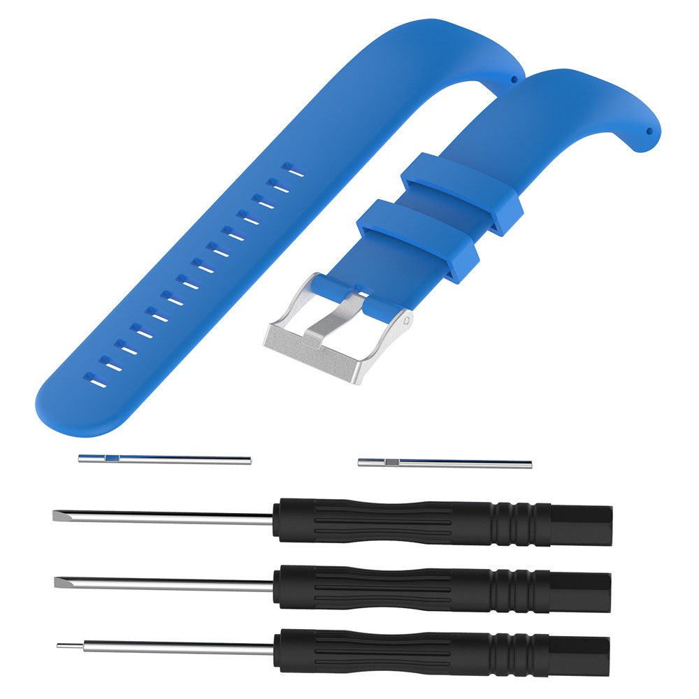 Soft Silicone Watch Band with Spring Bars and Screws for Suunto Core All Black - Blue-3