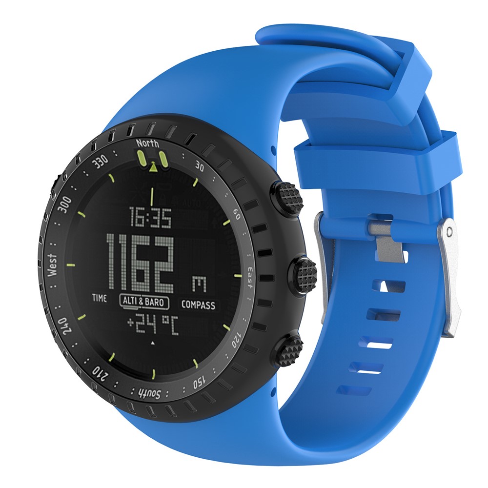 Soft Silicone Watch Band with Spring Bars and Screws for Suunto Core All Black - Blue-4