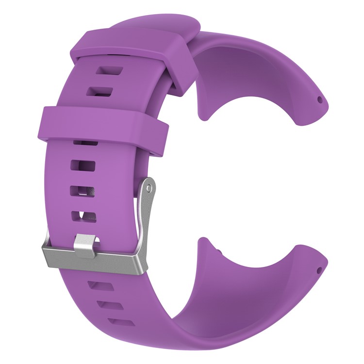 Metal Buckle Silicone Watch Strap with Installation Tools for Suunto Core All Black - Purple-1