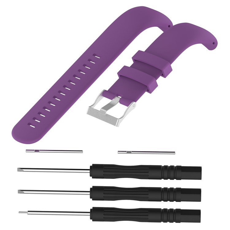 Metal Buckle Silicone Watch Strap with Installation Tools for Suunto Core All Black - Purple-3