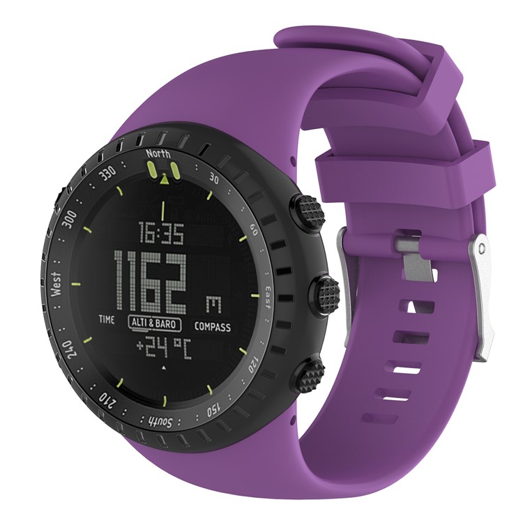 Metal Buckle Silicone Watch Strap with Installation Tools for Suunto Core All Black - Purple-4