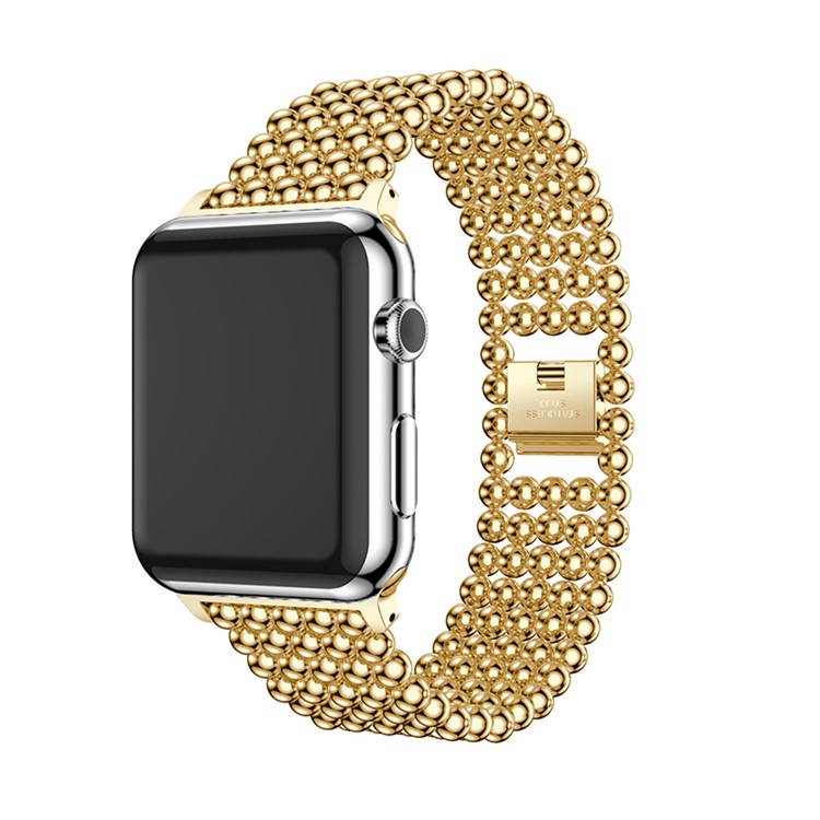 Solid Zinc Alloy Beads Link Chain Watch Band Wrist for Apple Watch Series 4 44mm / Series 3/2/1 42mm - Gold Color-2