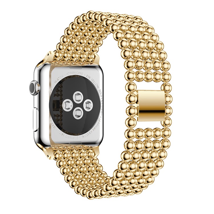 Solid Zinc Alloy Beads Link Chain Watch Band Wrist for Apple Watch Series 4 44mm / Series 3/2/1 42mm - Gold Color-3
