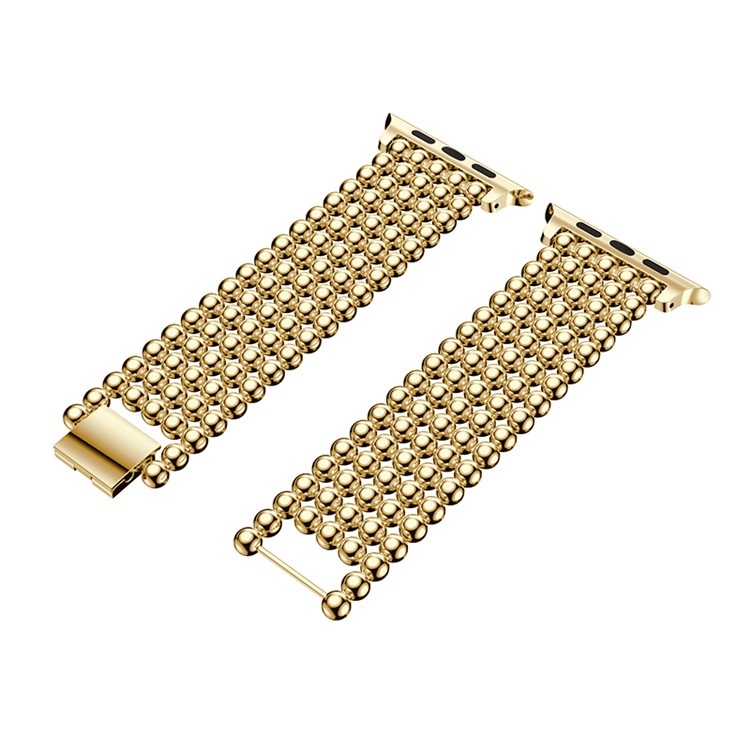 Solid Zinc Alloy Beads Link Chain Watch Band Wrist for Apple Watch Series 4 44mm / Series 3/2/1 42mm - Gold Color-4