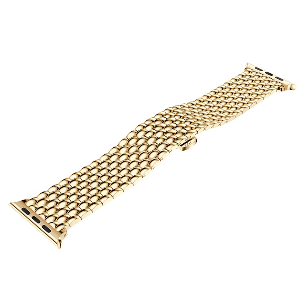 Stainless Steel Watchband Strap Replacement with Butterfly Buckle for Apple Watch Series 4 44mm / Series 3/2/1 42mm - Gold Color-3