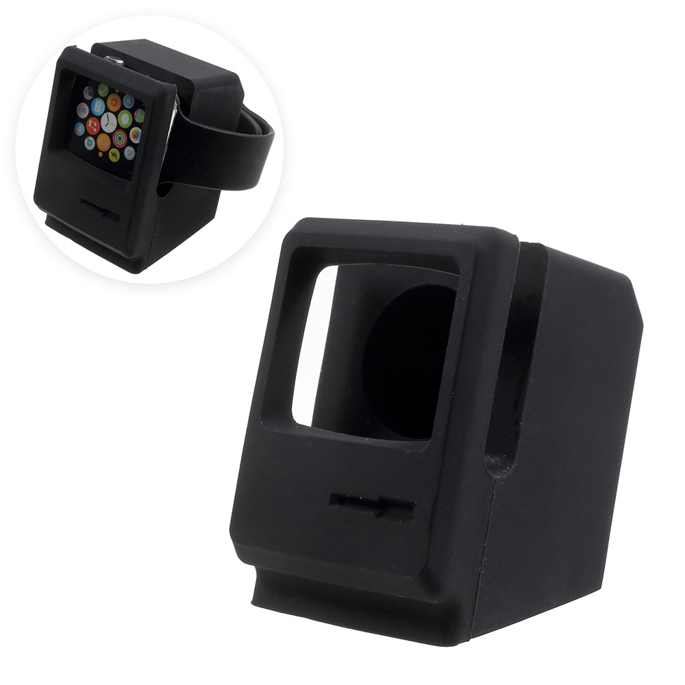 Silicone Desktop Mount Charging Stand for Apple Watch - Black-1