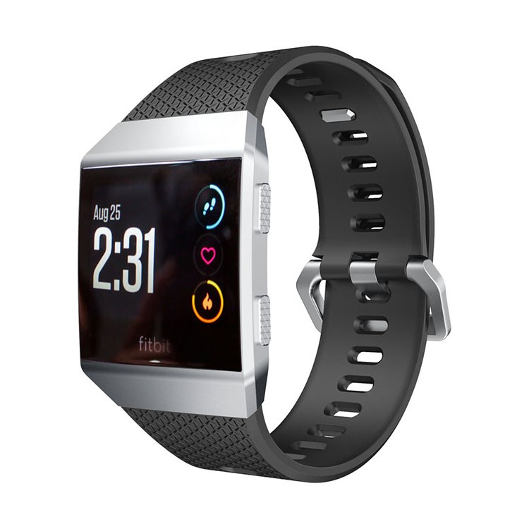 Herringbone Texture Soft Silikon Uhrenarmband für Fitbit Ionic - Schwarz-3