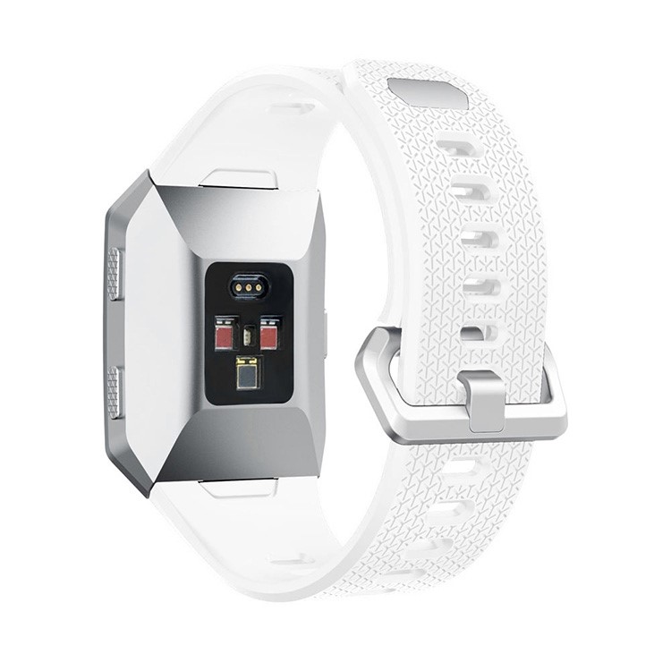 Herringbone Texture Soft Silicone Watch Band Strap for Fitbit Ionic - White-2