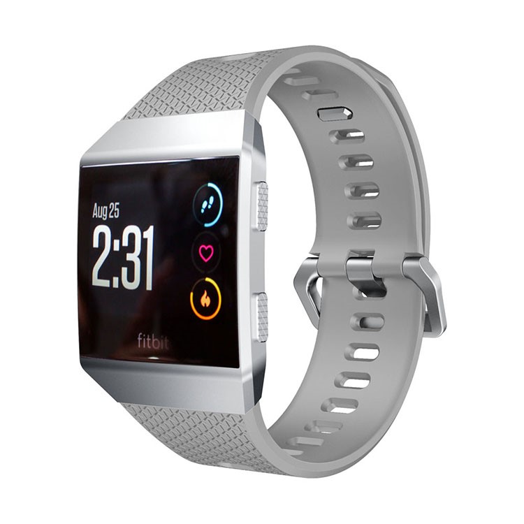 Herringbone Texture Flexible Silicone Watch Band for Fitbit Ionic - Grey-3