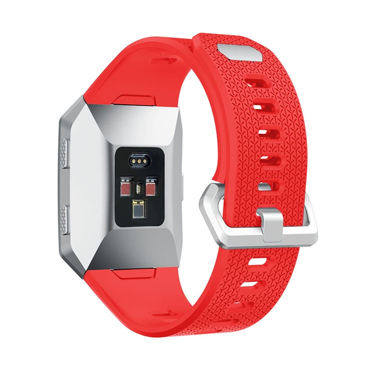 Herringbone Texture Flexible Silicone Watch Band Strap for Fitbit Ionic - Red-2