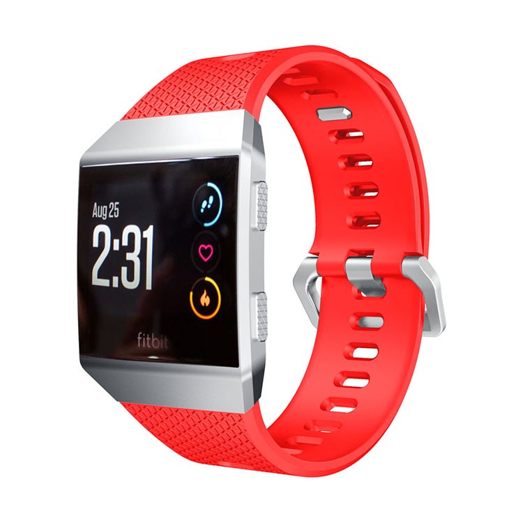 Herringbone Texture Flexible Silicone Watch Band Strap for Fitbit Ionic - Red-3