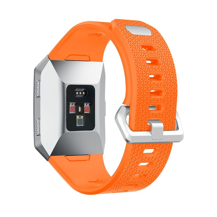 Herringbone Texture Soft Silicone Watch Band with Pin Buckle for Fitbit Ionic - Orange-2