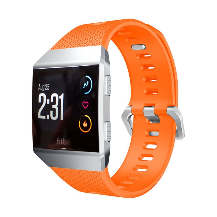 Herringbone Texture Soft Silicone Watch Band with Pin Buckle for Fitbit Ionic - Orange-3