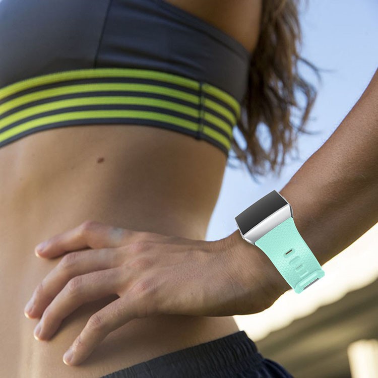 Soft Silicone Watch Band with Herringbone Texture for Fitbit Ionic - Green-5