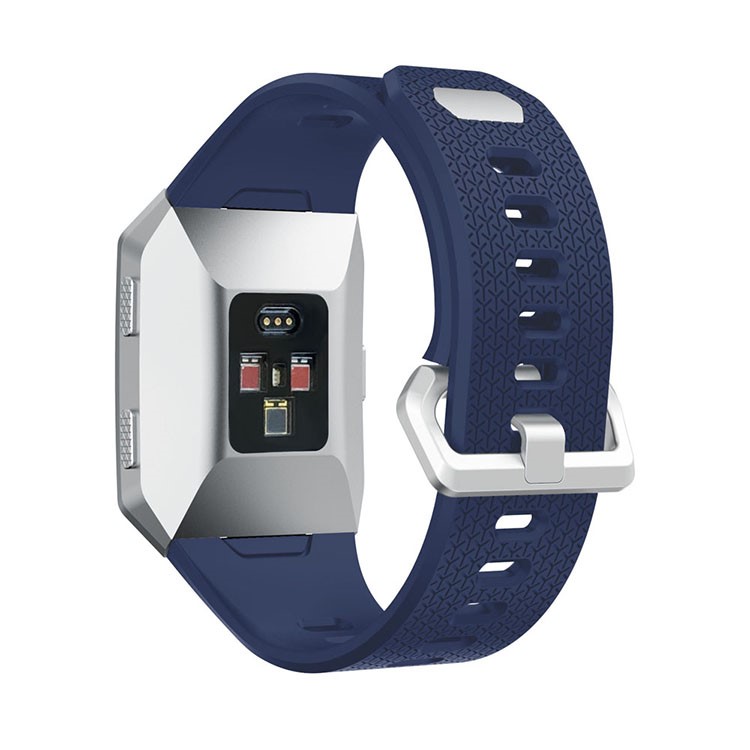 For Fitbit Ionic Soft Silicone Watch Band with Herringbone Texture - Dark Blue-2