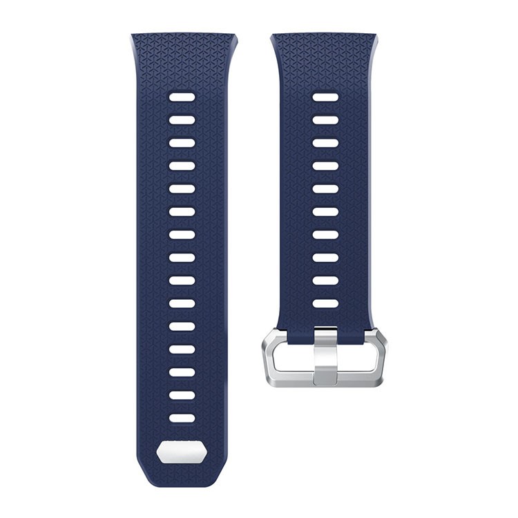 For Fitbit Ionic Soft Silicone Watch Band with Herringbone Texture - Dark Blue-4