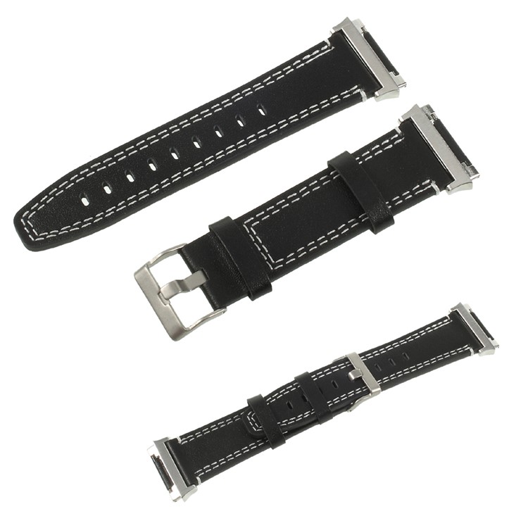 Echtes Lederarmband Mit Klassischer Schnalle Für Fitbit Ionic - Schwarz-1
