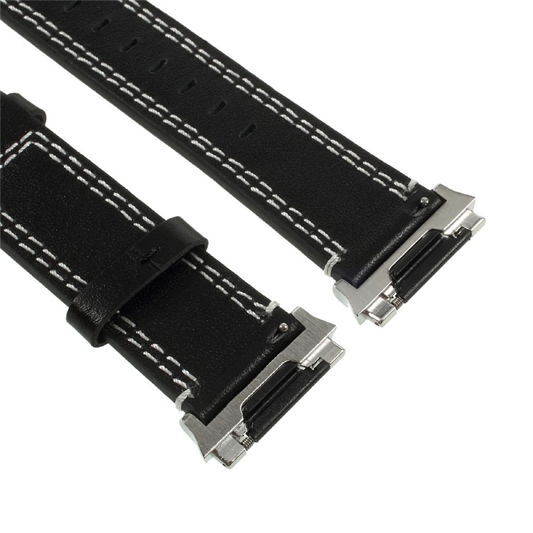 Echtes Lederarmband Mit Klassischer Schnalle Für Fitbit Ionic - Schwarz-2
