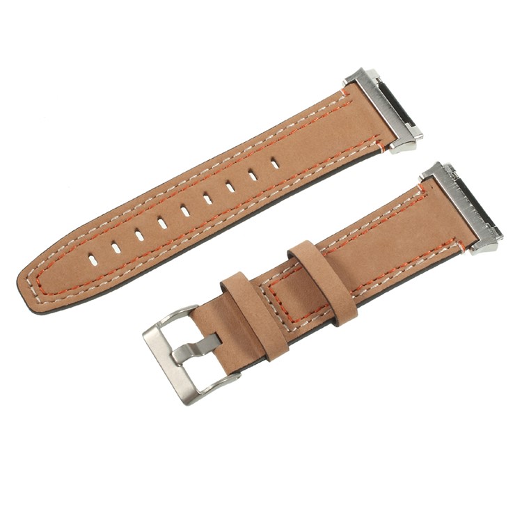 Genuine Leather Watch Strap Replacement for Fitbit Ionic - Light Brown-1
