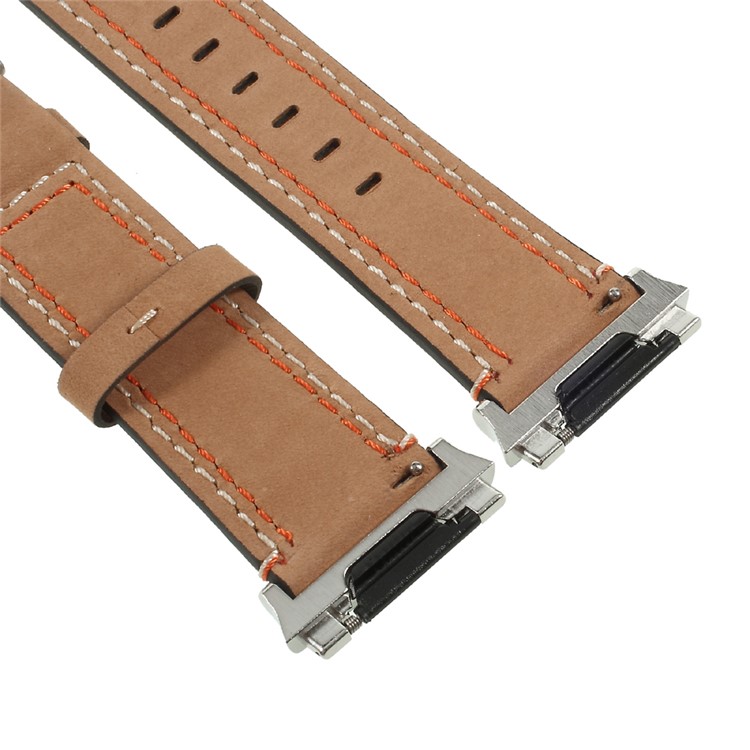 Genuine Leather Watch Strap Replacement for Fitbit Ionic - Light Brown-2